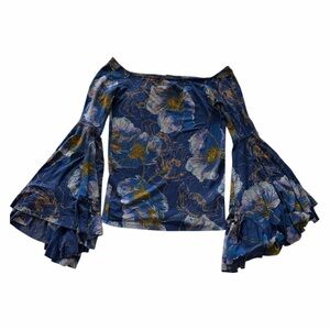 We The Free Top XS Birds of Paradise Floral Bell Sleeve Fairycore Festival Boho